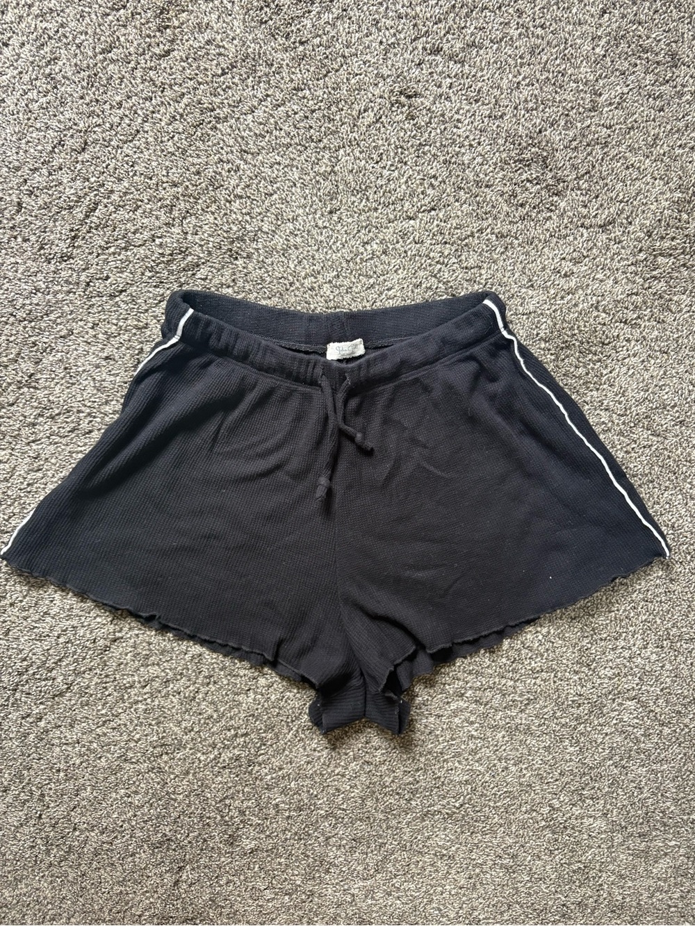 John Galt Black Women's Knit Lounge Shorts with Side Stripe